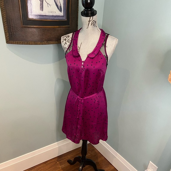 Peter Pan Collar Dress with Polka Dots and Mesh, S - Picture 4 of 12